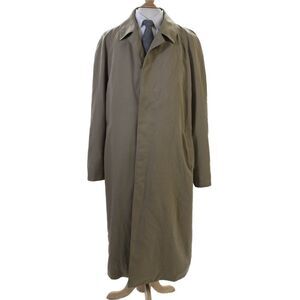 Sanyo Mens Buttoned Zippered Pocket Detail Long Trench Coat Beige Size L